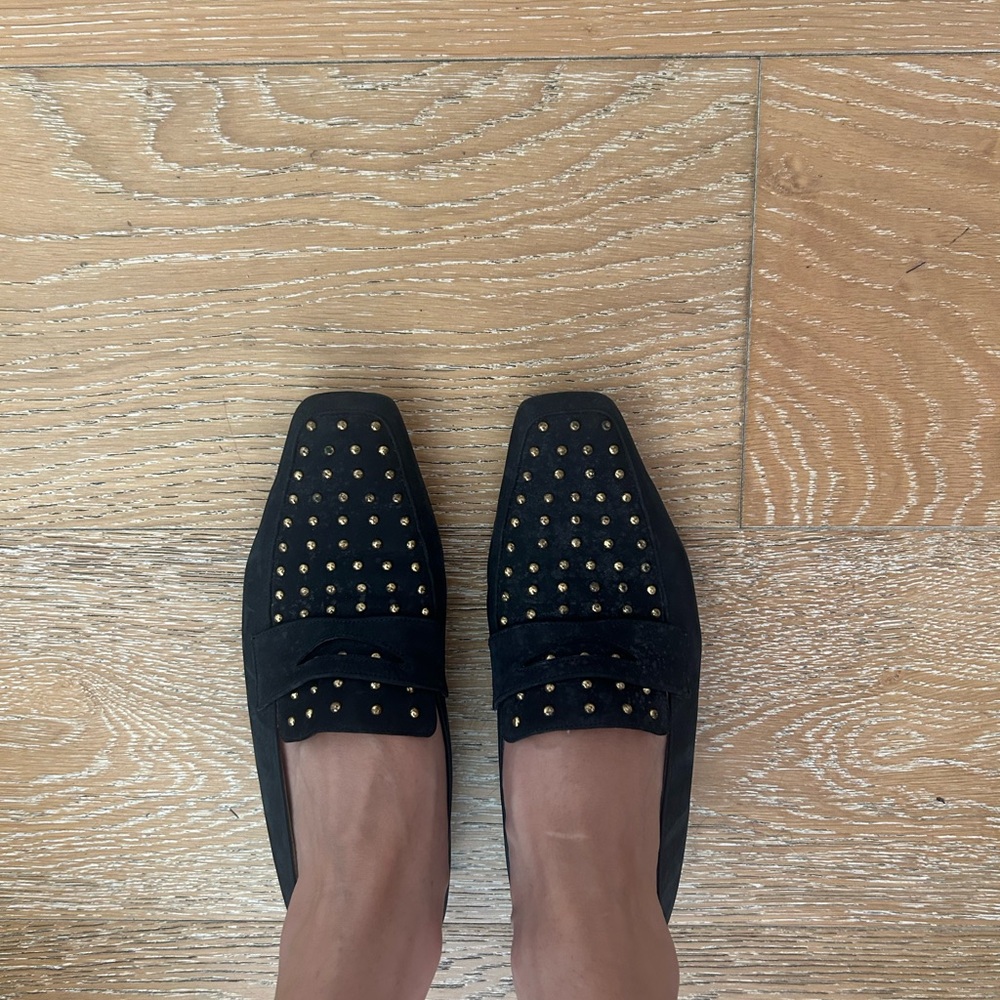 Black Studded Vintage Escada Loafers